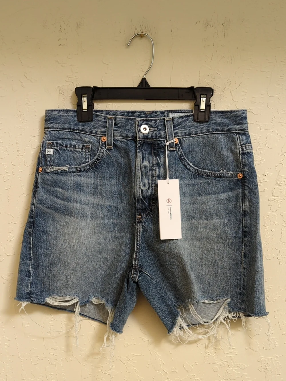 AG Jeans Myth Clove High-Rise Baggy Fit Button Fly Cut Off Shorts Size 25
